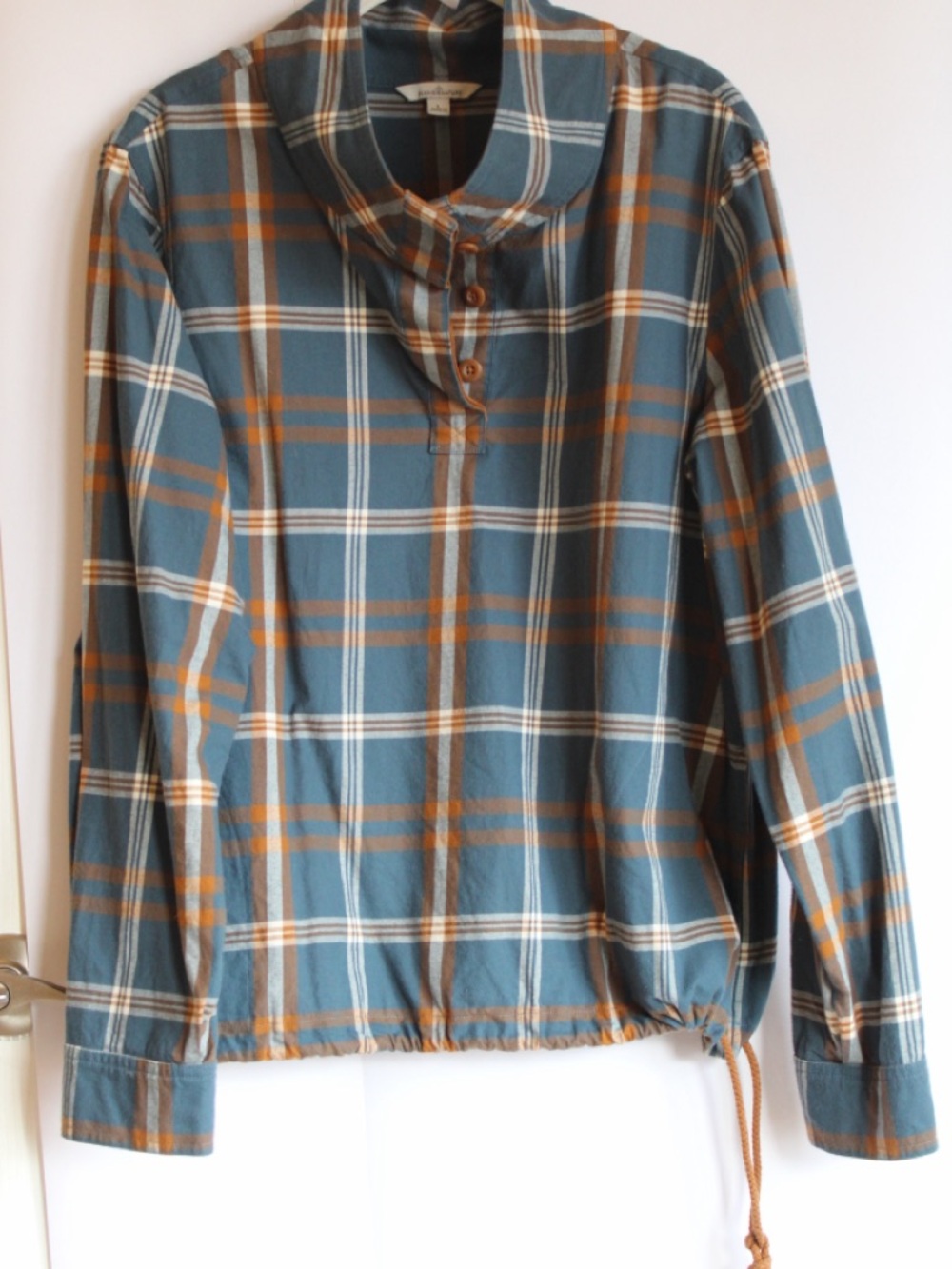 L.L. Bean “Signature” Plaid Pullover Tunic in Teal, Rust, and Cream